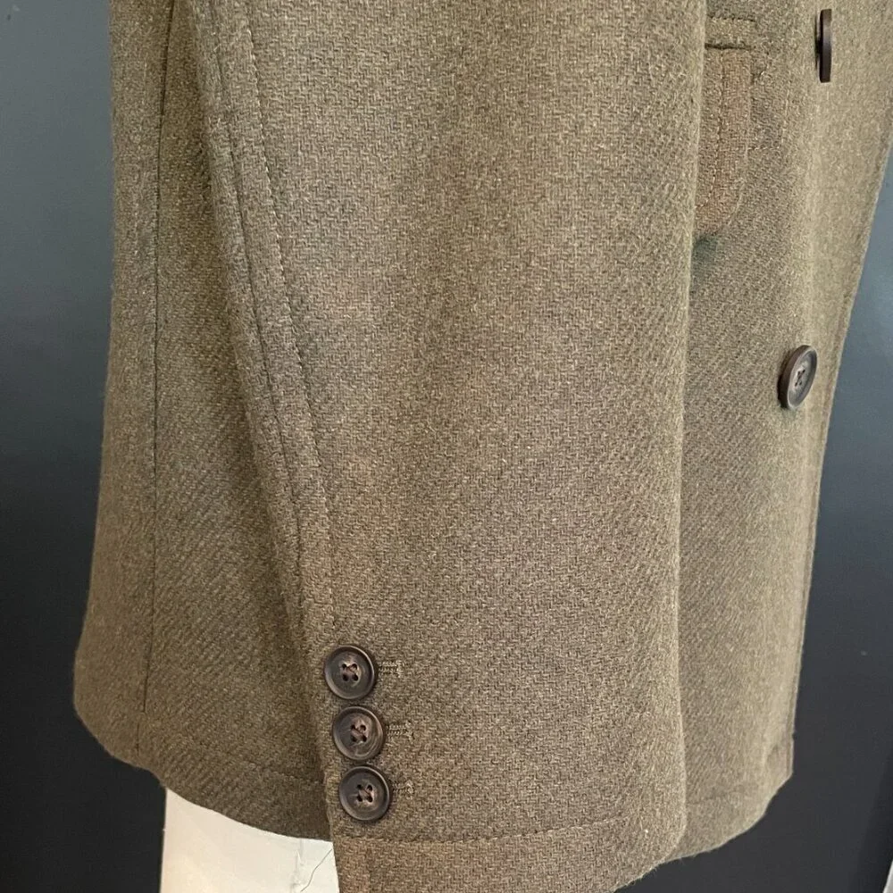 Ted Baker 273719 Mens Olive Green Wool Blend Peacoat Size 2 (M)
